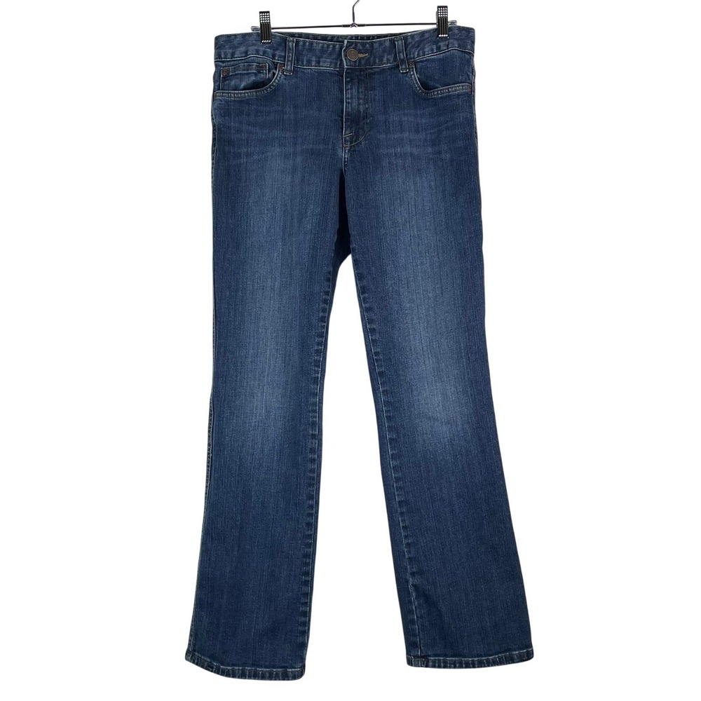 Y2K Calvin Klein Women's Medium Wash Jeans Size 12 Lean Boot Flap Pockets GUC